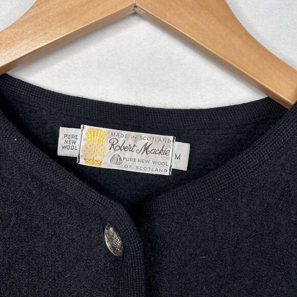 Robert Mackie Sweater Womens Medium Pure New Wool Cardigan Made in Scotland - Picture 3 of 8